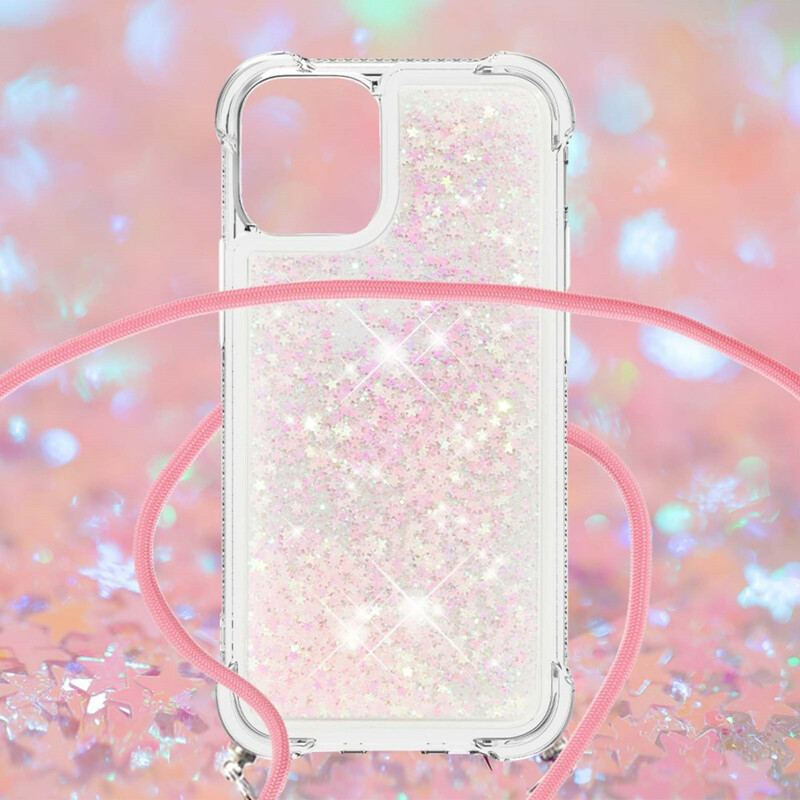 Coque iPhone 13 Mini Paillettes avec Cordon