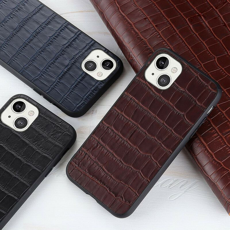 Coque iPhone 13 Mini Véritable Cuir Texture Crocodile