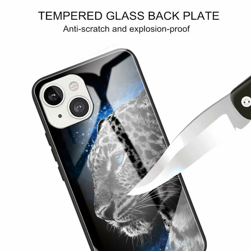 Coque iPhone 13 Mini Verre Trempé Face de Félin