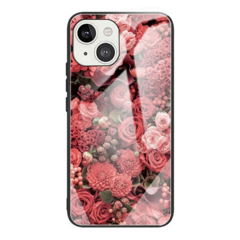 Coque iPhone 13 Mini Verre trempé Fleurs Roses