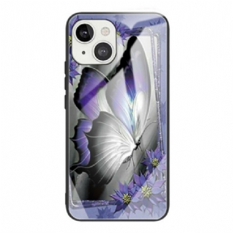 Coque iPhone 13 Mini Verre Trempé Papillon Violet