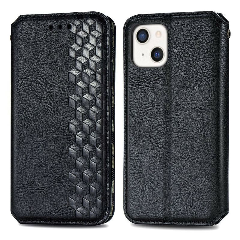 Flip Cover iPhone 13 Mini Effet Cuir Texture Diamant