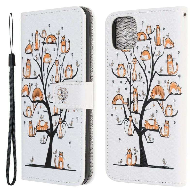 Housse iPhone 13 Mini Funky Cats à Lanière