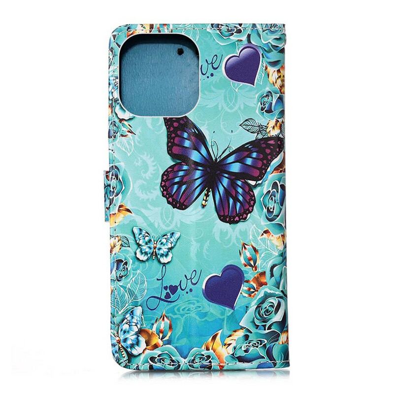 Housse iPhone 13 Mini Love Butterflies à Lanière