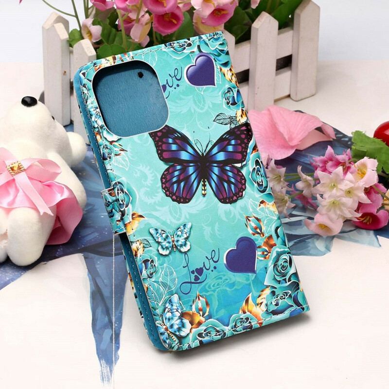 Housse iPhone 13 Mini Love Butterflies à Lanière