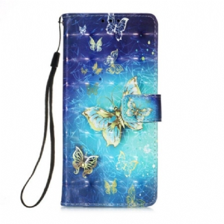 Housse iPhone 13 Mini Papillons Dorés Lanière