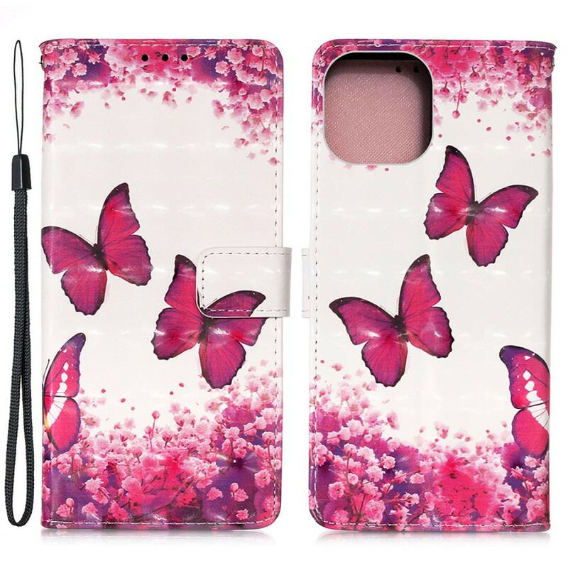 Housse iPhone 13 Mini Papillons Rouges