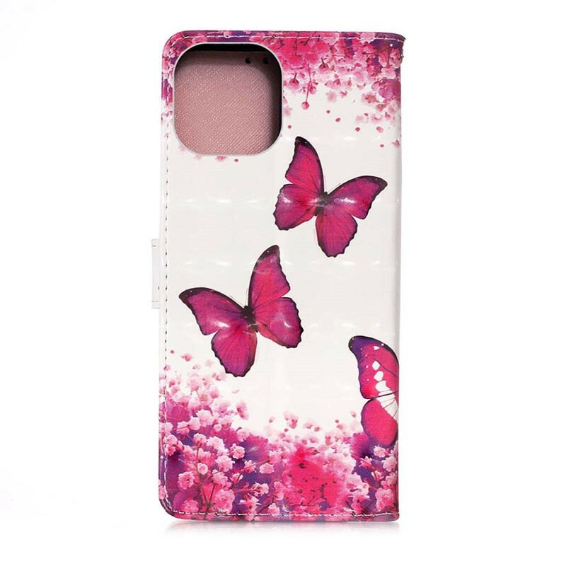 Housse iPhone 13 Mini Papillons Rouges