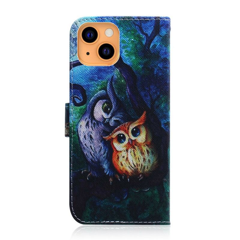 Housse iPhone 13 Mini Peinture de Hiboux