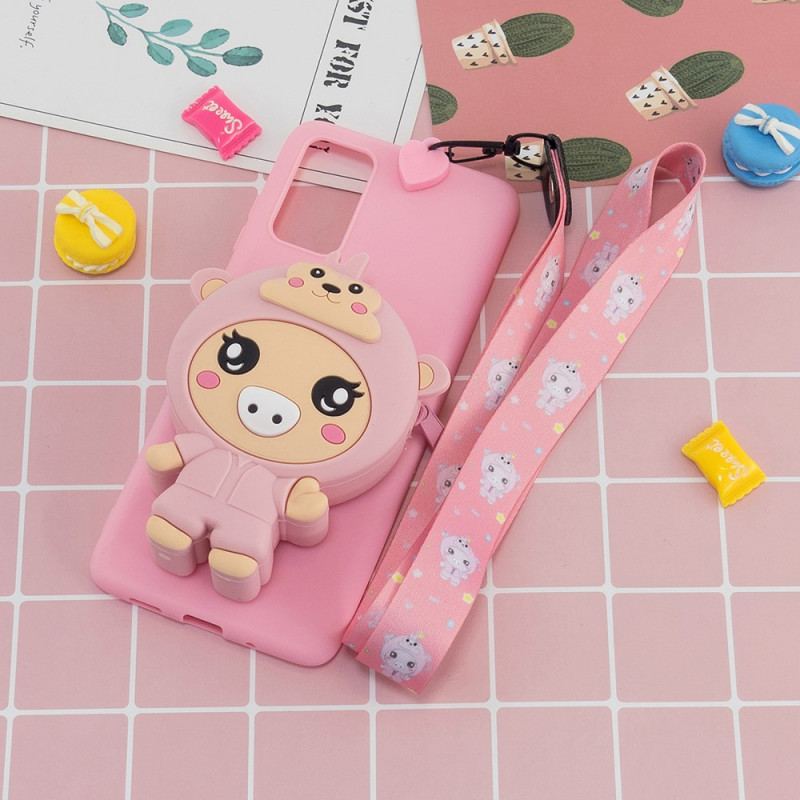 Coque Samsung Galaxy A33 5G Cochon 3D avec lanière Mousqueton