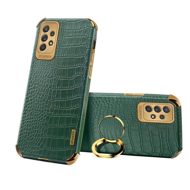 Coque Samsung Galaxy A33 5G Effet Peau de Crocodile Anneau-Support