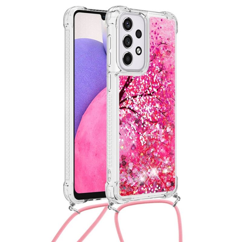 Coque Samsung Galaxy A33 5G Paillettes Arbre avec Cordon