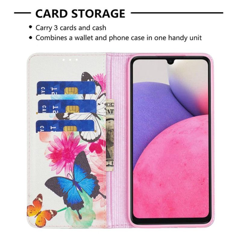 Flip Cover Samsung Galaxy A33 5G Papillons Colorés