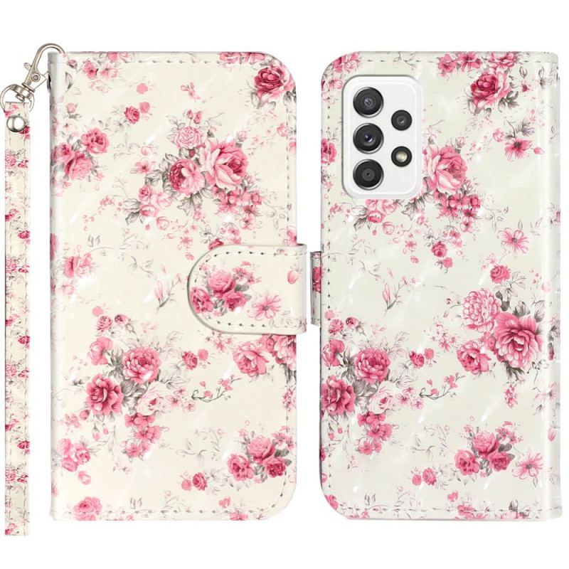 Housse Samsung Galaxy A33 5G Fleurs Liberty à Lanière