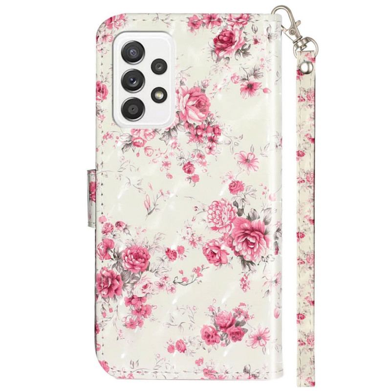 Housse Samsung Galaxy A33 5G Fleurs Liberty à Lanière