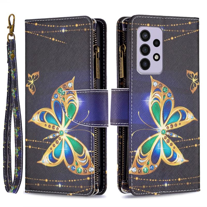 Housse Samsung Galaxy A33 5G Poche Zippée Papillon Royal