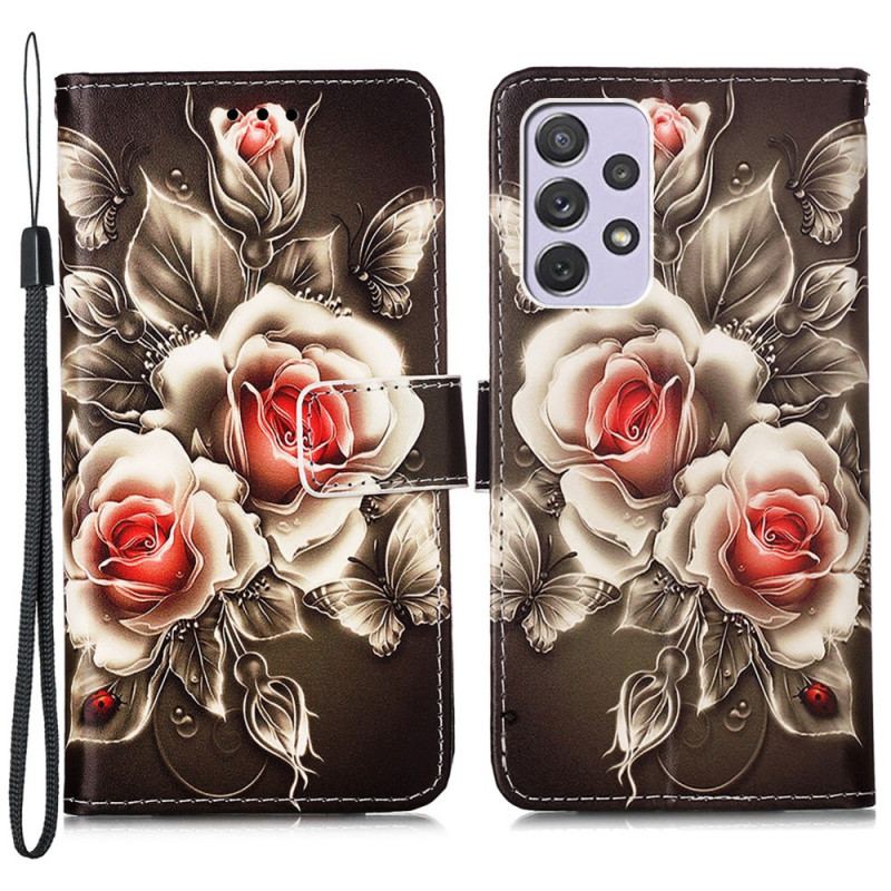 Housse Samsung Galaxy A33 5G Roses Dorées