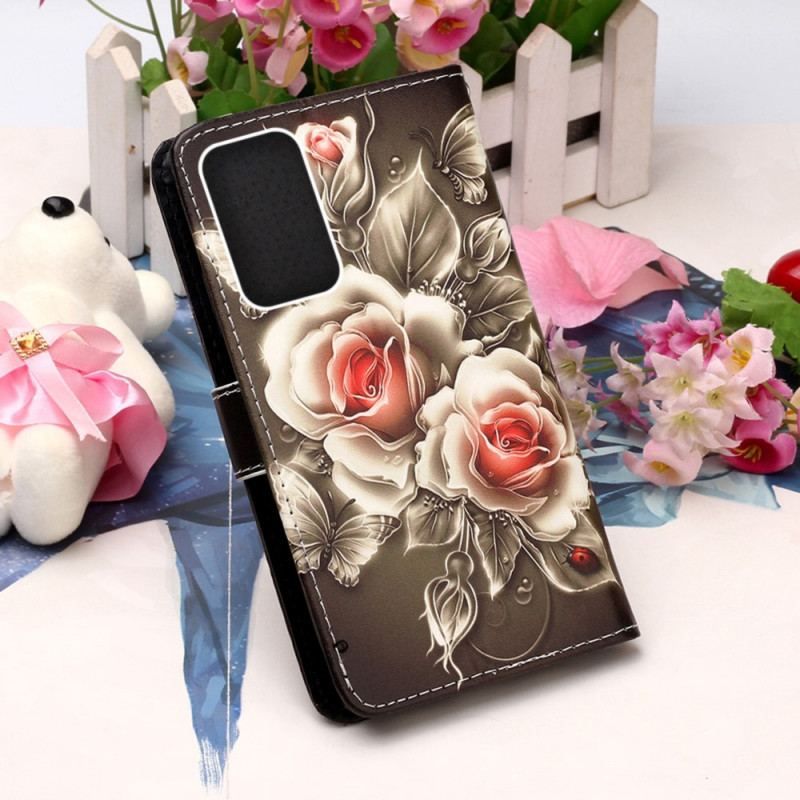 Housse Samsung Galaxy A33 5G Roses Dorées