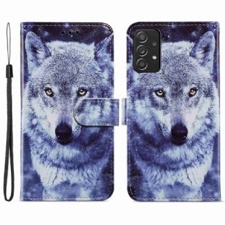 Housse Samsung Galaxy A33 5G Superbe Loup avec Lanière