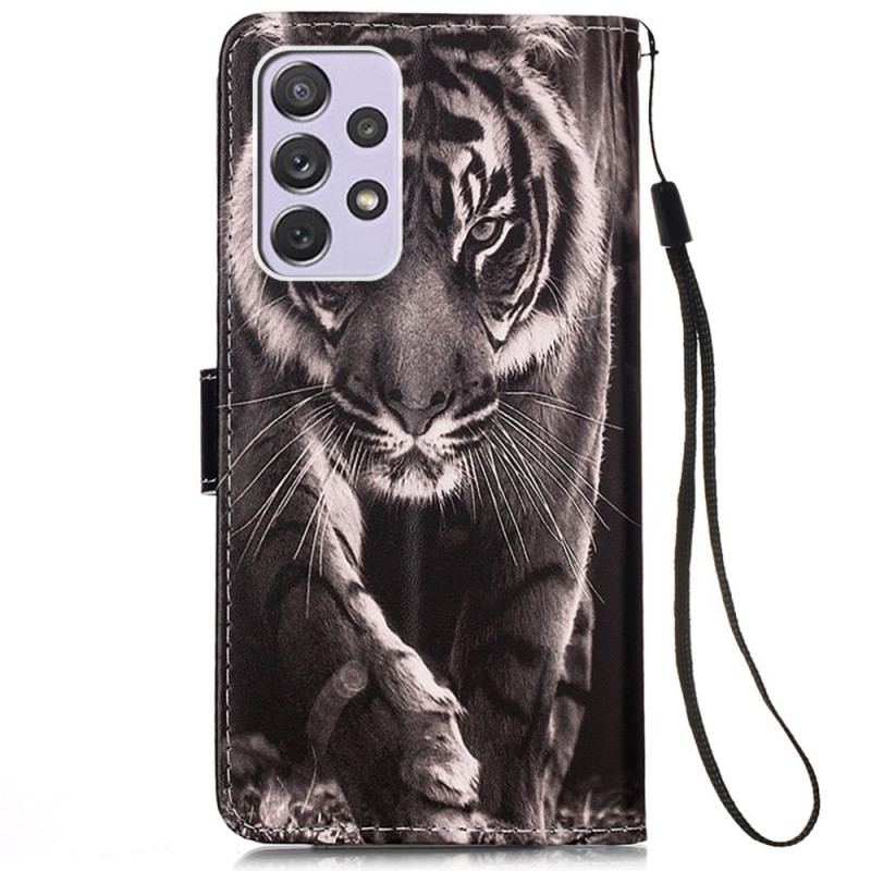 Housse Samsung Galaxy A33 5G Tigre de Nuit à Lanière