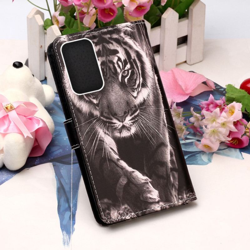 Housse Samsung Galaxy A33 5G Tigre de Nuit à Lanière