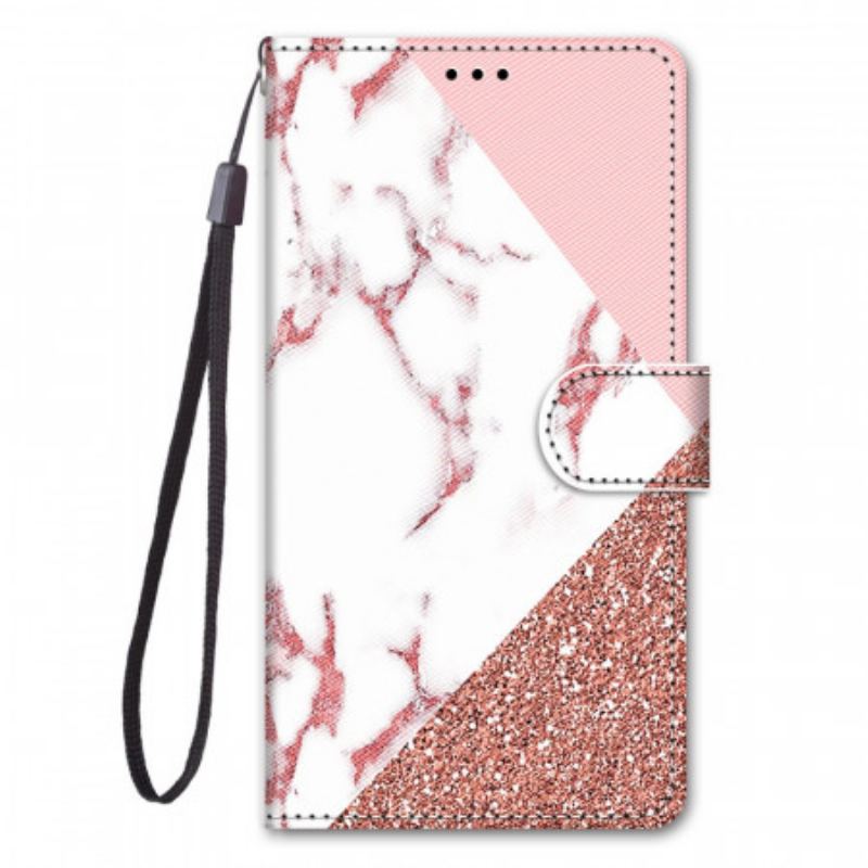 Housse Samsung Galaxy A33 5G Triangle en Marbre et Paillettes