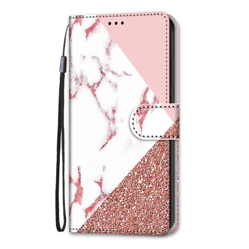 Housse Samsung Galaxy A33 5G Triangle en Marbre et Paillettes