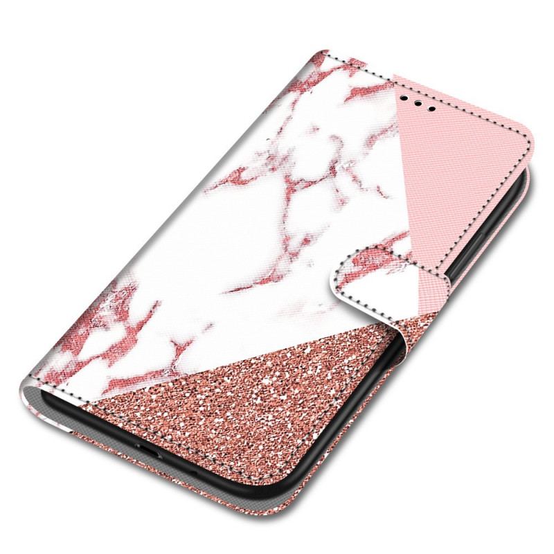 Housse Samsung Galaxy A33 5G Triangle en Marbre et Paillettes