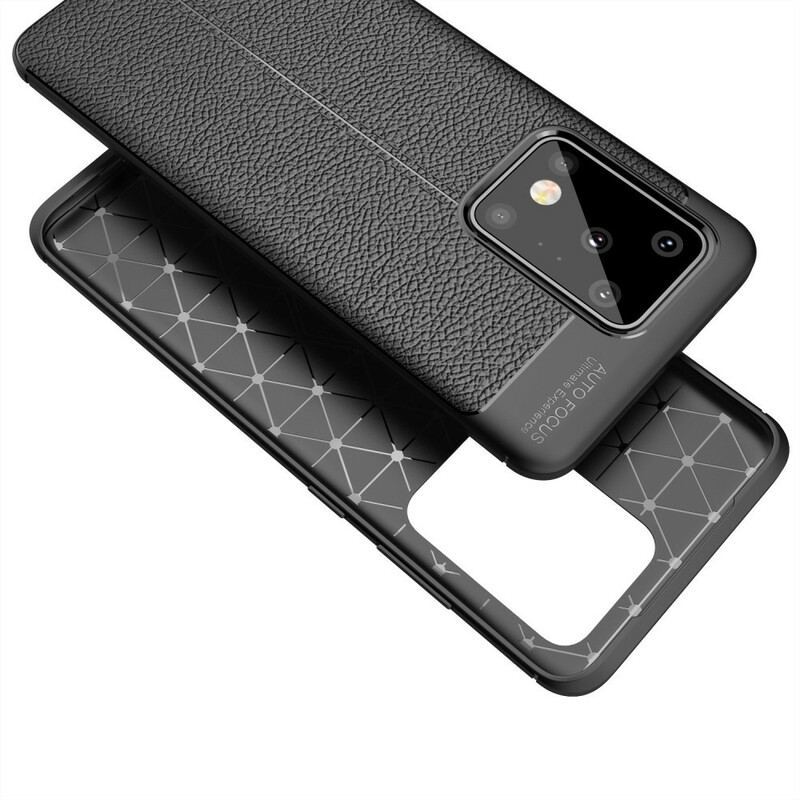 Coque Samsung Galaxy S20 Ultra Effet Cuir Litchi Double Line