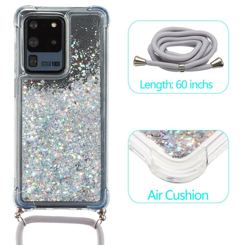 Coque Samsung Galaxy S20 Ultra Paillettes avec Cordon