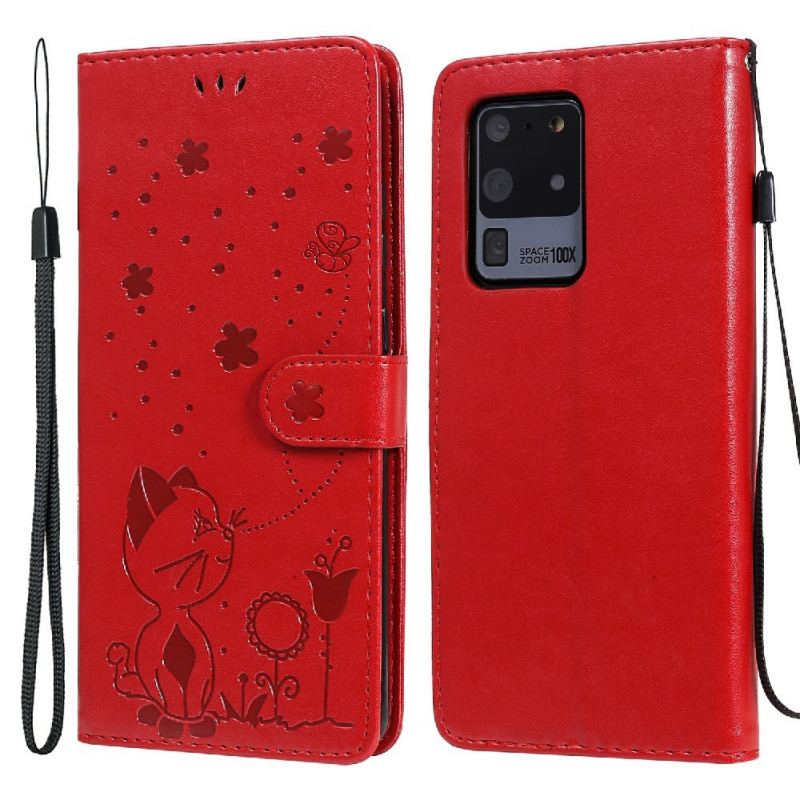 Housse Samsung Galaxy S20 Ultra Chat et Abeille à Lanière