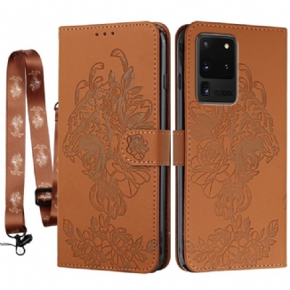 Housse Samsung Galaxy S20 Ultra Tigre Baroque à Lanière