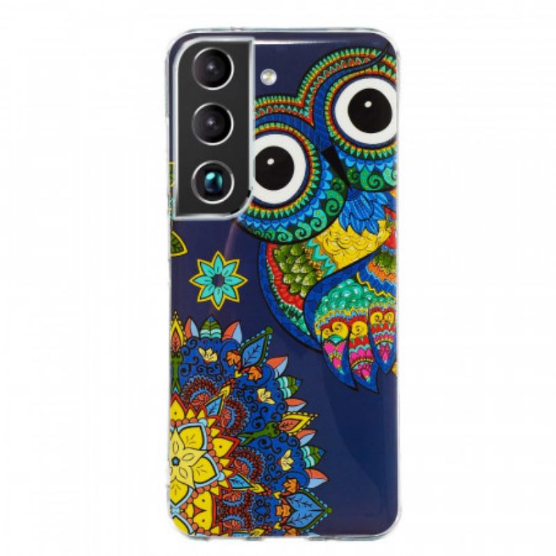 Coque Samsung Galaxy S22 5G Hibou Mandala Fluorescente