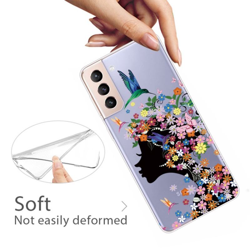 Coque Samsung Galaxy S22 5G Jolie Tête Fleurie