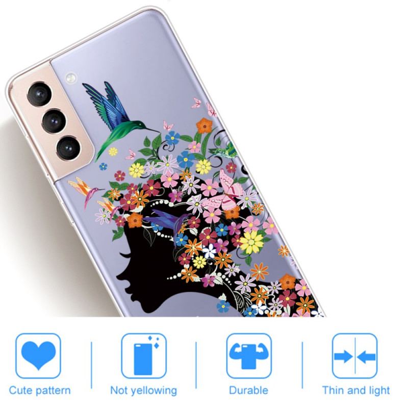 Coque Samsung Galaxy S22 5G Jolie Tête Fleurie