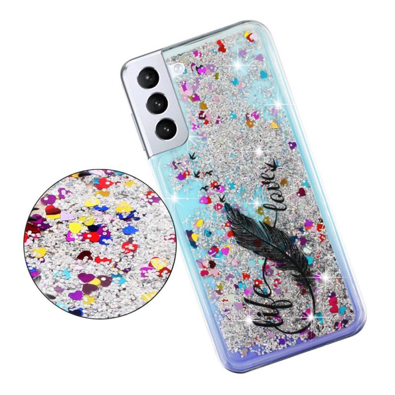 Coque Samsung Galaxy S22 5G Life & Love Paillettes