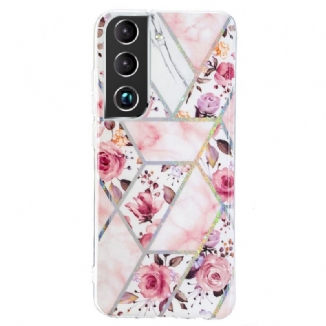 Coque Samsung Galaxy S22 5G Marbrée Fleurs