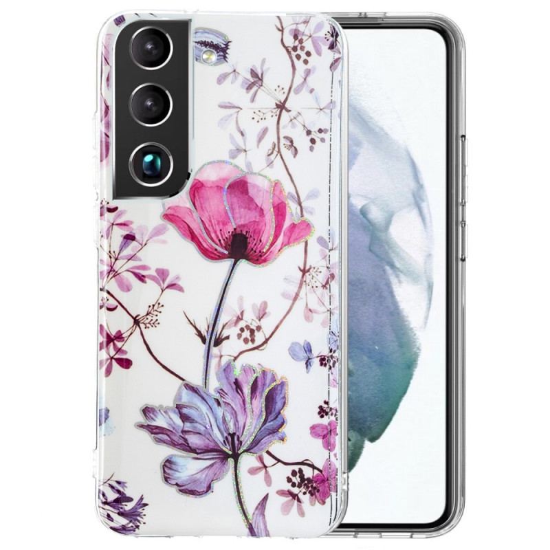 Coque Samsung Galaxy S22 5G Marbrée Fleurs