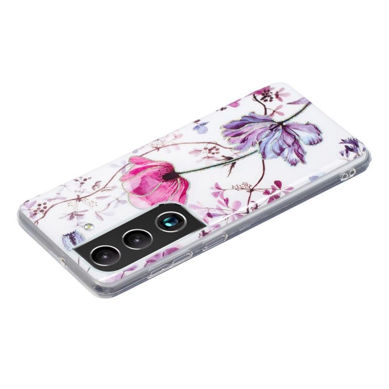 Coque Samsung Galaxy S22 5G Marbrée Fleurs