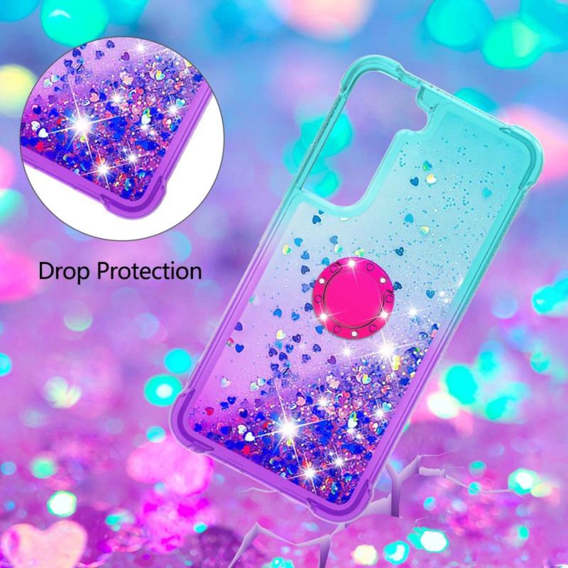 Coque Samsung Galaxy S22 5G Paillettes Anneau-Support