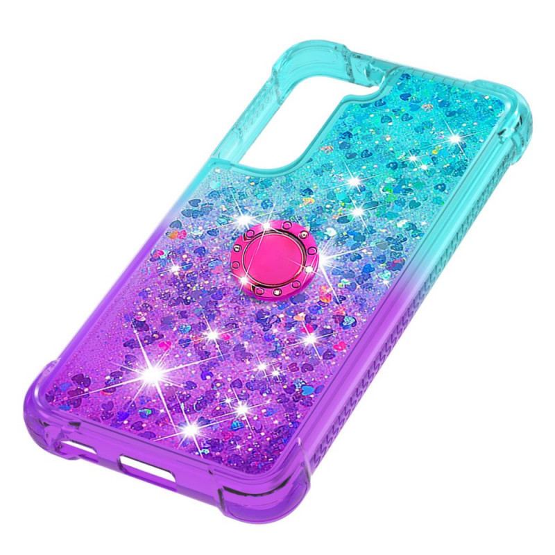 Coque Samsung Galaxy S22 5G Paillettes Anneau-Support