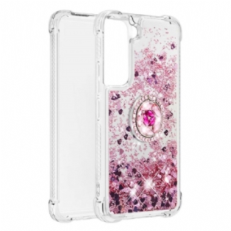 Coque Samsung Galaxy S22 5G Paillettes avec Anneau-Support