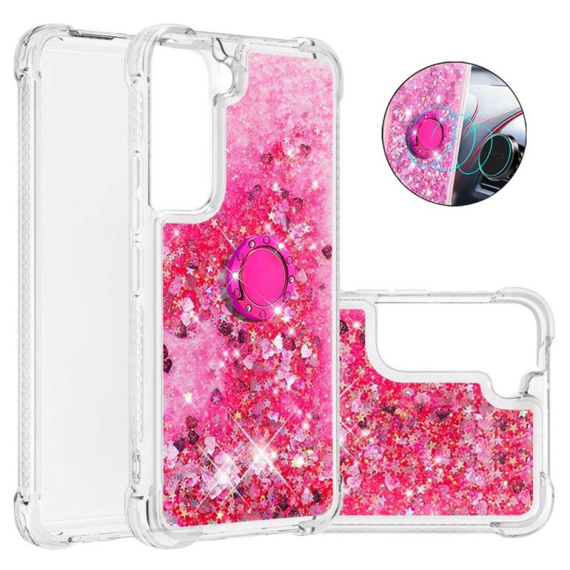 Coque Samsung Galaxy S22 5G Paillettes avec Anneau-Support