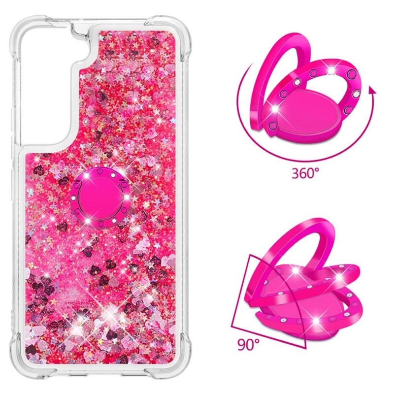 Coque Samsung Galaxy S22 5G Paillettes avec Anneau-Support