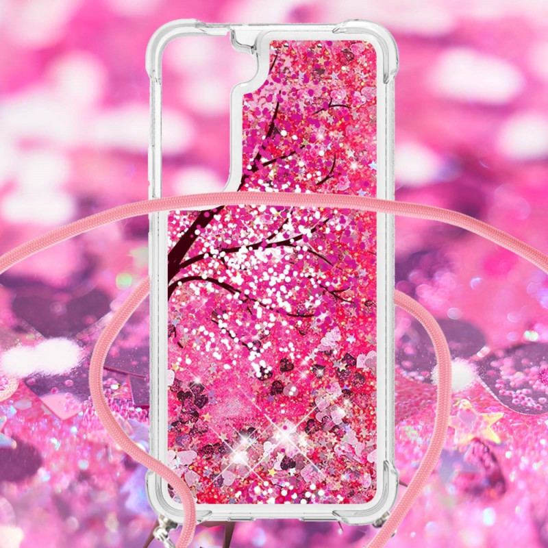 Coque Samsung Galaxy S22 5G Paillettes avec Cordon