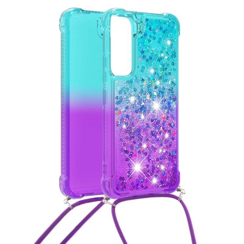 Coque Samsung Galaxy S22 5G Silicone Paillettes et Cordon