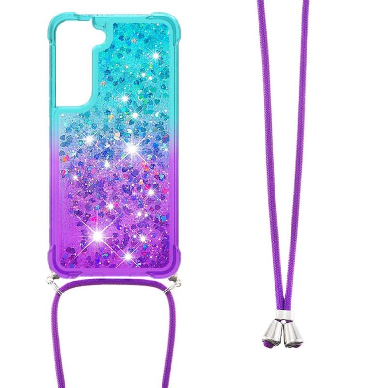 Coque Samsung Galaxy S22 5G Silicone Paillettes et Cordon