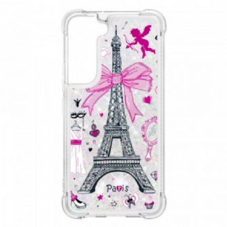 Coque Samsung Galaxy S22 5G La Tour Eiffel Paillettes