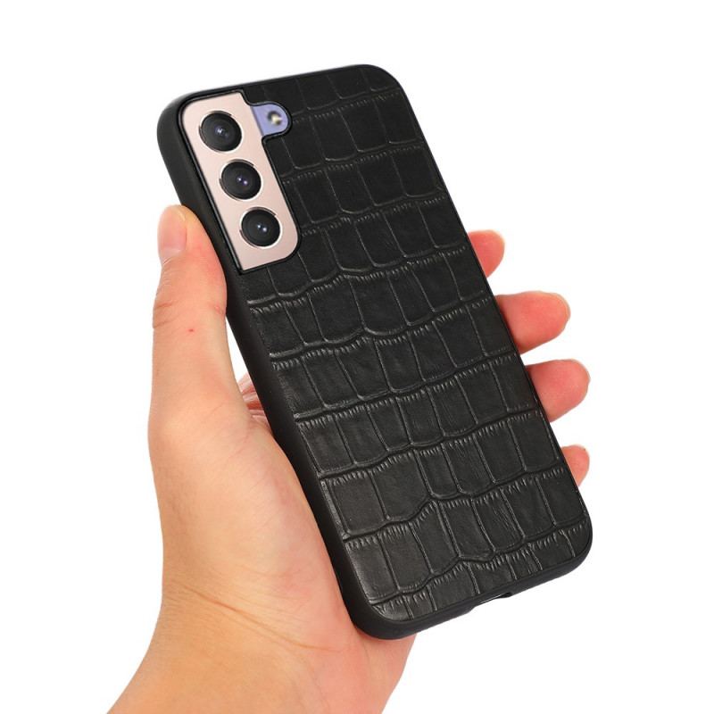 Coque Samsung Galaxy S22 5G Véritable Cuir Texture Crocodile