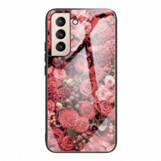 Coque Samsung Galaxy S22 5G Verre trempé Fleurs Roses